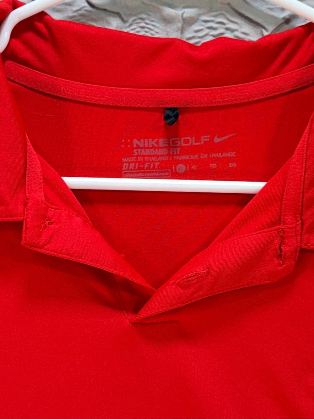 Nike Dri FIT Red White Colorblock Golf Polo Shirt Mens XL - Picture 4 of 9